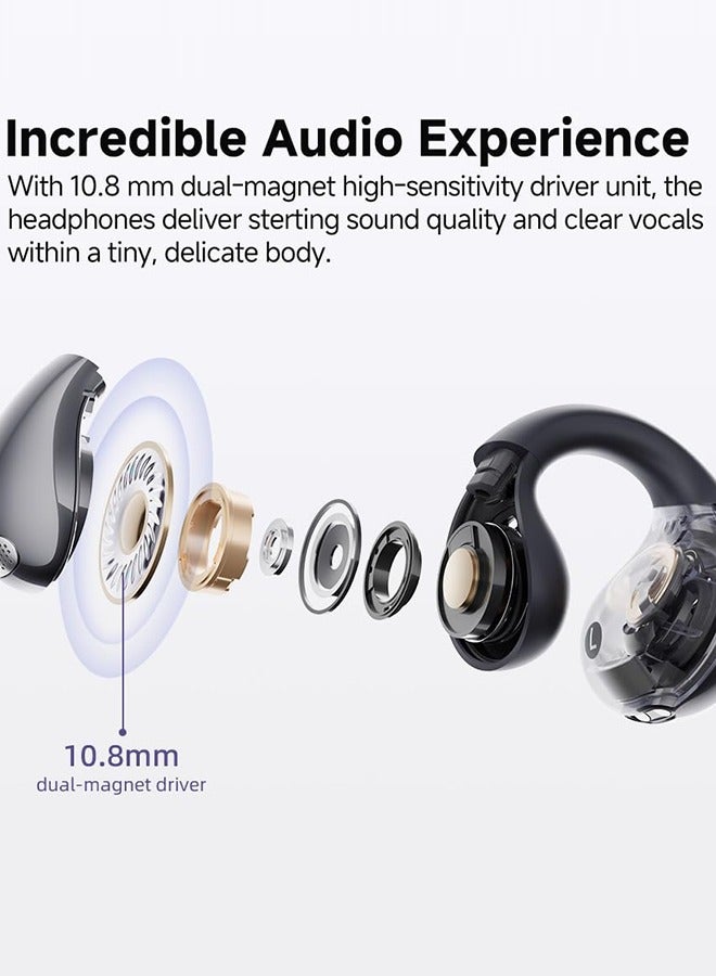 QCY - Crossky C30 Open-Ear Earbuds, Wireless Clip-On Headphones Bluetooth 5.4, Comfortable Stable Fit, AI Crystal-Clear Call, Dual-Device Connections, Waterproof Earphones for Sports/Workout/Running Black - Image 1