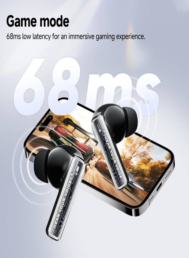 QCY - MeloBuds Neo Wireless Earbuds, Bluetooth 5.3 Earphones with HiFi Stereo Deep Bass, Personalized EQs, 4 Mics ENC Calls, LED Power Display, 24H Playtime, Dual Connection, IPX5 Waterproof - Black - Image 1