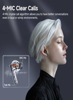 كيو سي واي MeloBuds Neo Wireless Earbuds, Bluetooth 5.3 Earphones with HiFi Stereo Deep Bass, Personalized EQs, 4 Mics ENC Calls, LED Power Display, 24H Playtime, Dual Connection, IPX5 Waterproof - Black  - Image 5