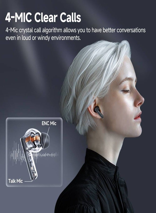 QCY - MeloBuds Neo Wireless Earbuds, Bluetooth 5.3 Earphones with HiFi Stereo Deep Bass, Personalized EQs, 4 Mics ENC Calls, LED Power Display, 24H Playtime, Dual Connection, IPX5 Waterproof - Black - Image 1