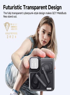 كيو سي واي MeloBuds Neo Wireless Earbuds, Bluetooth 5.3 Earphones with HiFi Stereo Deep Bass, Personalized EQs, 4 Mics ENC Calls, LED Power Display, 24H Playtime, Dual Connection, IPX5 Waterproof - Black  - Image 2