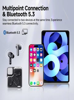 كيو سي واي MeloBuds Neo Wireless Earbuds, Bluetooth 5.3 Earphones with HiFi Stereo Deep Bass, Personalized EQs, 4 Mics ENC Calls, LED Power Display, 24H Playtime, Dual Connection, IPX5 Waterproof - Black  - Image 3