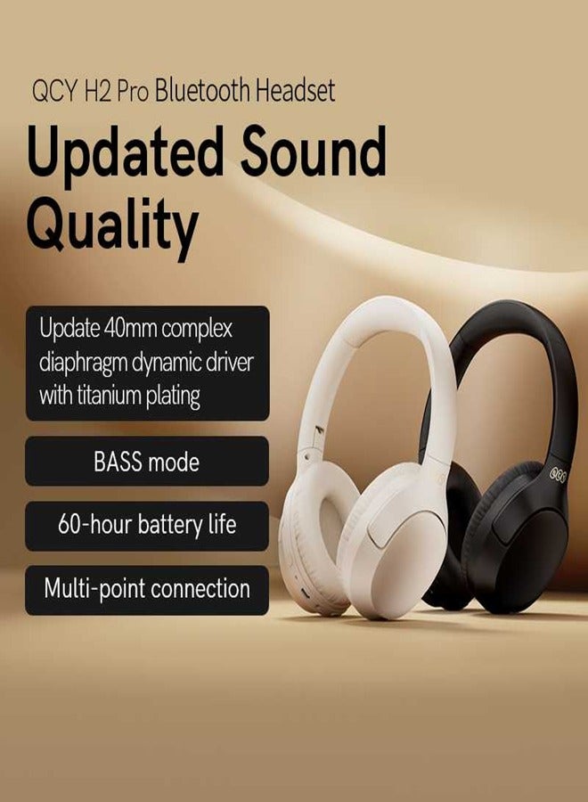 QCY - H2 Pro Wireless Over-Ear Headphones,43dB hybrid Active Noice Cancellation,BASS Mode Enhanced Music Experience,Bluetooth 5.3 Connection,Long Battery, Low Latency for Gaming & Stylish Design White - Image 1
