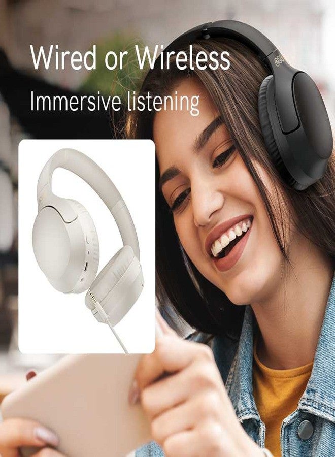 QCY - H2 Pro Wireless Over-Ear Headphones,43dB hybrid Active Noice Cancellation,BASS Mode Enhanced Music Experience,Bluetooth 5.3 Connection,Long Battery, Low Latency for Gaming & Stylish Design White - Image 1