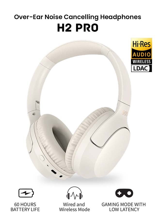 QCY - H2 Pro Wireless Over-Ear Headphones,43dB hybrid Active Noice Cancellation,BASS Mode Enhanced Music Experience,Bluetooth 5.3 Connection,Long Battery, Low Latency for Gaming & Stylish Design White - Image 1