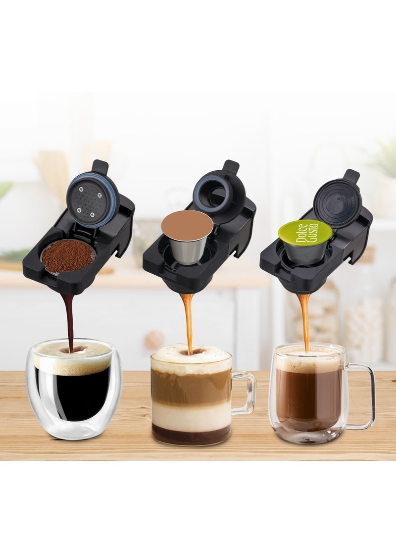 SONASHI - 3 in 1 Multi Capsule Coffee Machine - With 700ML Detachable Water Tank | 20 Bar Powerful Pressure with Touch Control Panel and Indicator Light | 3 Optional Adaptors - Nespresso/Dolce Gusto/Coffee Powder and Auto Shut Off Options | Cafe Style Coffee Maker 700 ml 1400 W SCM-4984 Black/Grey - Image 1