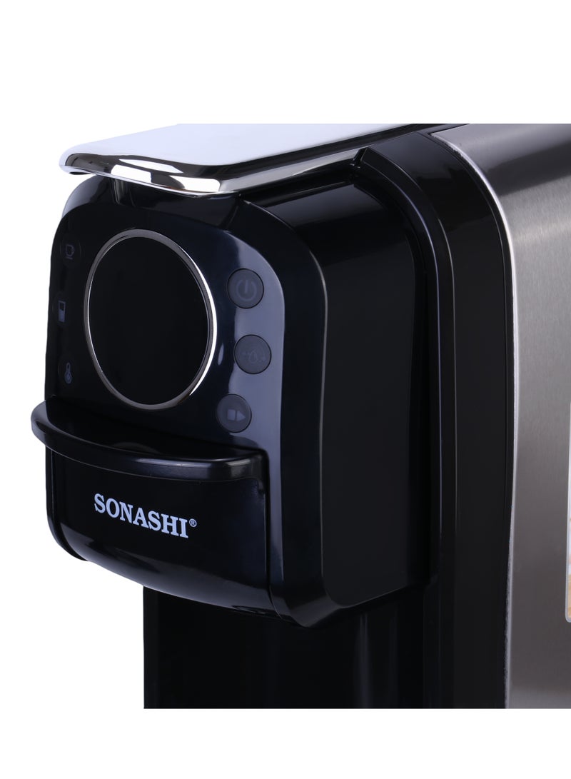 SONASHI - 3 in 1 Multi Capsule Coffee Machine - With 700ML Detachable Water Tank | 20 Bar Powerful Pressure with Touch Control Panel and Indicator Light | 3 Optional Adaptors - Nespresso/Dolce Gusto/Coffee Powder and Auto Shut Off Options | Cafe Style Coffee Maker 700 ml 1400 W SCM-4984 Black/Grey - Image 1
