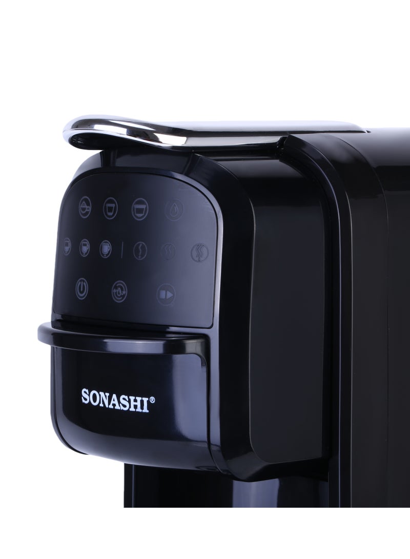 SONASHI - 3 in 1 Multi Capsule Coffee Machine - With 700ML Detachable Water Tank | 20 Bar Powerful Pressure with Touch Control Panel and Indicator Light | 3 Optional Adaptors - Nespresso/Dolce Gusto/Coffee Powder and Auto Shut Off Options | Cafe Style Coffee Maker 700 ml 1400 W SCM-4985 Black - Image 1