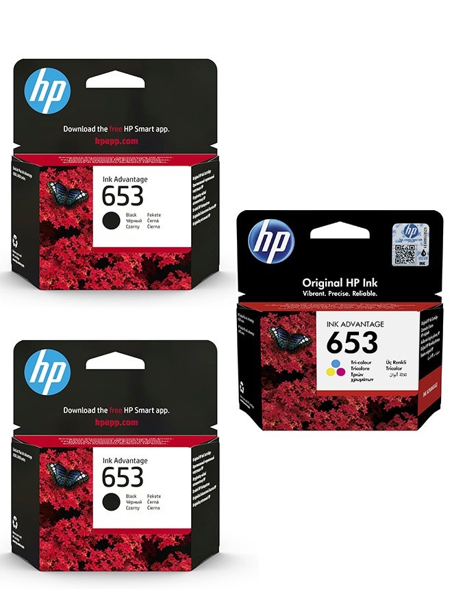 HP Original 653 2 One-color Advantage Ink Cartridge -3 Pack Black,Cyan,Magenta,Yellow  - Image 1