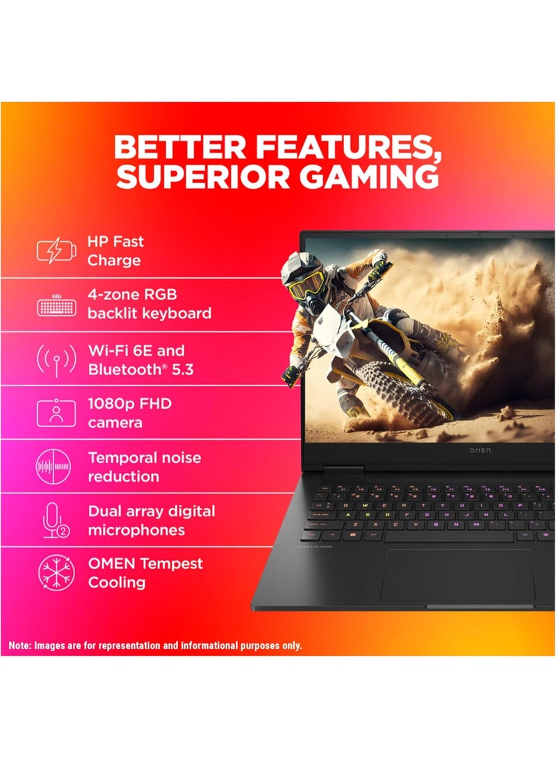 HP OMEN 16t Gaming (Upgraded Version) Laptop With 16.1-Inch FHD Display, Core i7-13620H Processor/64GB RAM/2TB SSD/8GB NVIDIA GeForce RTX 4060 Graphics Card/Windows 11 Home English/Arabic Black  - Image 2