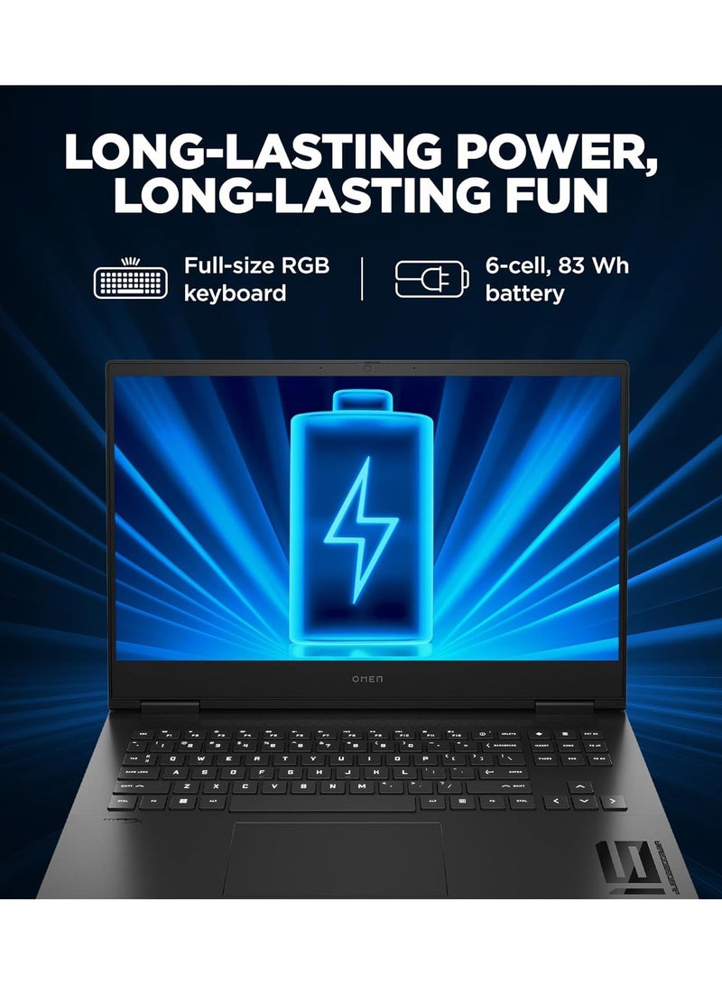 OMEN Gaming (Upgraded Version) Laptop 16 With 16.1-Inch FHD Display, Core i7-14650HX Processor/32GB RAM/1TB SSD/NVIDIA GeForce RTX 4060 Graphics Card/Windows 11 English/Arabic Black