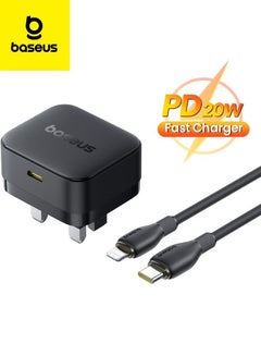 بيسوس PD 20W USB-C Charger Cable Set for iPhone 14 Pro Charger Cord, Type-C Ultra-Fast Charging Wall Plug with Lightning Cable, Compatible with iPhone 14 Pro/14 Pro Max/14 Plus/14/13/12/11/Xs, iPad Pro, Airpods, Supports iPhone 16/16 Pro Max/16 Pro/16 Plus/15/14/13, Samsung & More Devices 20W with Ligtning Cable - Black  - Image 1