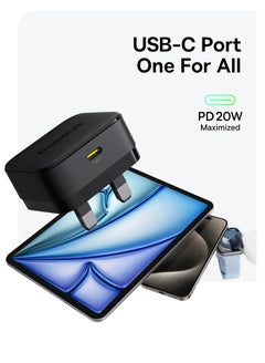 بيسوس PD 20W USB-C Charger Cable Set for iPhone 14 Pro Charger Cord, Type-C Ultra-Fast Charging Wall Plug with Lightning Cable, Compatible with iPhone 14 Pro/14 Pro Max/14 Plus/14/13/12/11/Xs, iPad Pro, Airpods, Supports iPhone 16/16 Pro Max/16 Pro/16 Plus/15/14/13, Samsung & More Devices 20W with Ligtning Cable - Black  - Image 4