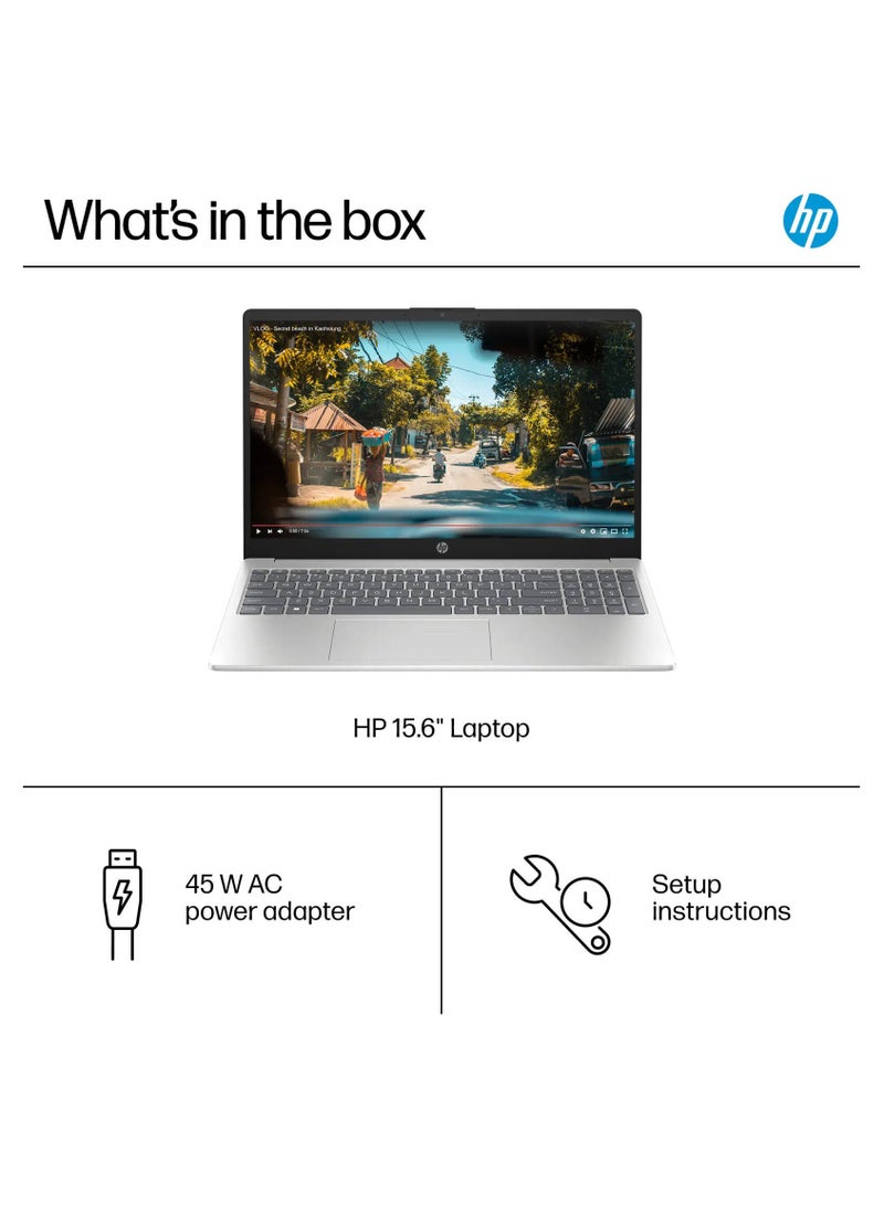 HP - Laptop, 15.6" Touch-Screen HD Display, Intel Core i5 1235U Processor, 8GB RAM, 512GB SSD, Intel Iris Xe Graphics, Keyboard, Windows 11 | A9PE6UA#ABA English Natural Silver - Image 1