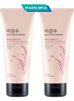 THE FACE SHOP Rice Water Bright Facial Foaming Cleanser 150ml x 2 (Pack of 2), Face Wash for Glowing Skin, Cleanser for Uneven Skin Tone, Korean Skin Care 300ml  - Image 1