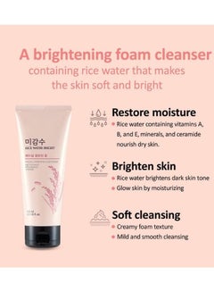 THE FACE SHOP Rice Water Bright Facial Foaming Cleanser 150ml x 2 (Pack of 2), Face Wash for Glowing Skin, Cleanser for Uneven Skin Tone, Korean Skin Care 300ml  - Image 5
