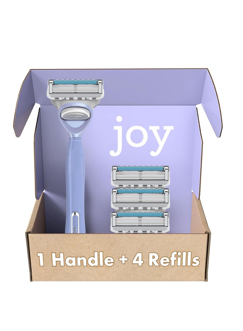 جوي Razors for Women, 1 Handle, 4 Razor Blade Refills, Lavender, Lubrastrip to Help Avoid Skin Irritation
