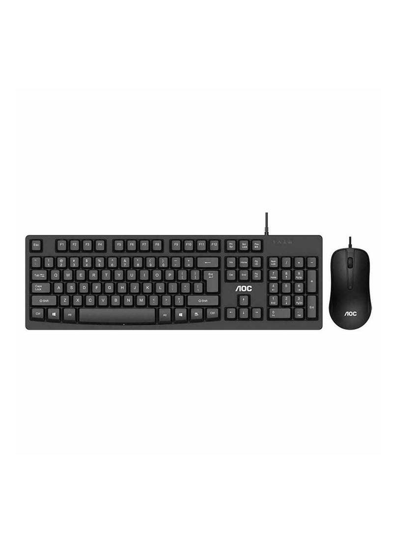 AOC KM150 Wired Keyboard and Mouse for Home and Office - Black  - Image 1