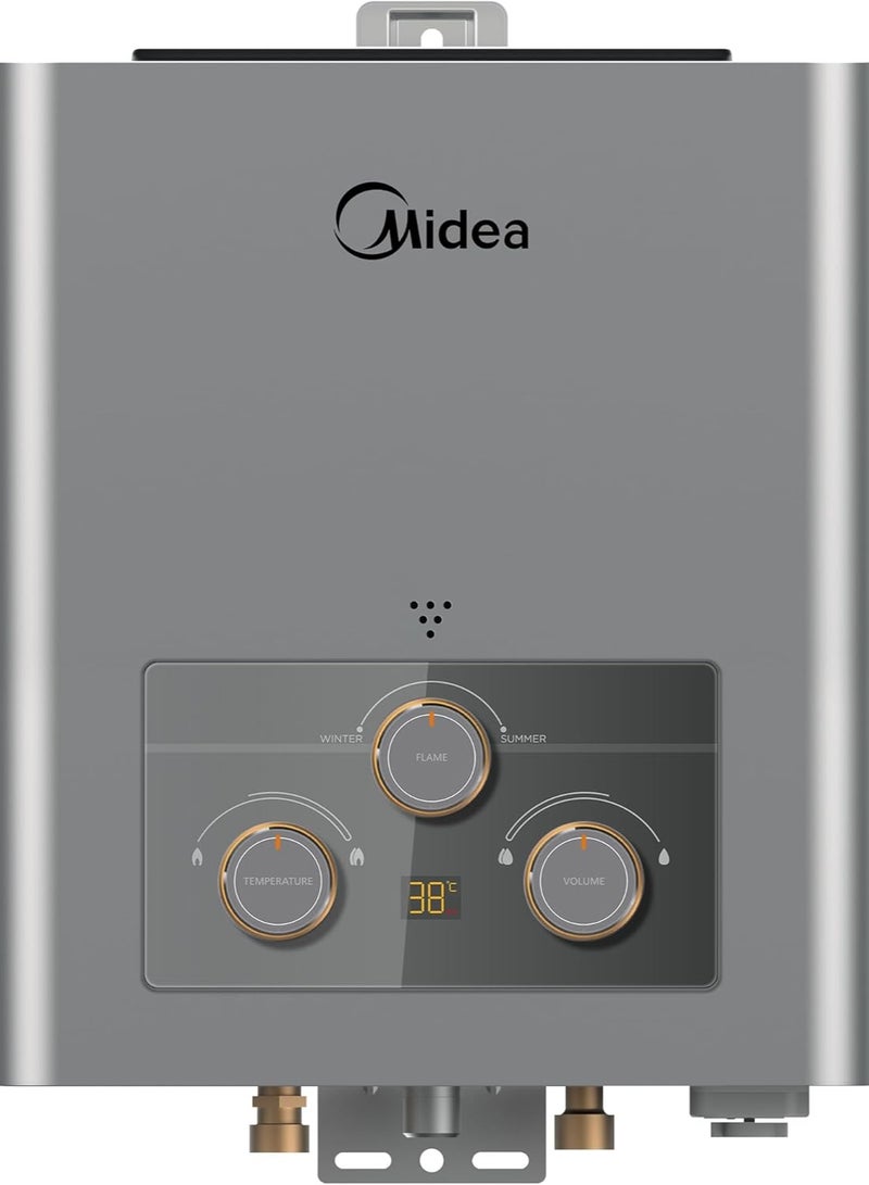 مديا Gas Heater Capacity 6 L - Natural gas - Without Chimney - Complete Safety - X-Battery Type C Module - Summer/Winter Switch Knob - MGWH06-12MZNEG(S) Grey  - Image 1