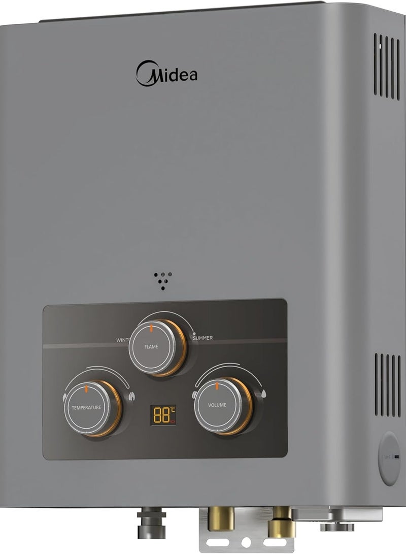 مديا Gas Heater Capacity 6 L - Natural gas - Without Chimney - Complete Safety - X-Battery Type C Module - Summer/Winter Switch Knob - MGWH06-12MZNEG(S) Grey  - Image 2