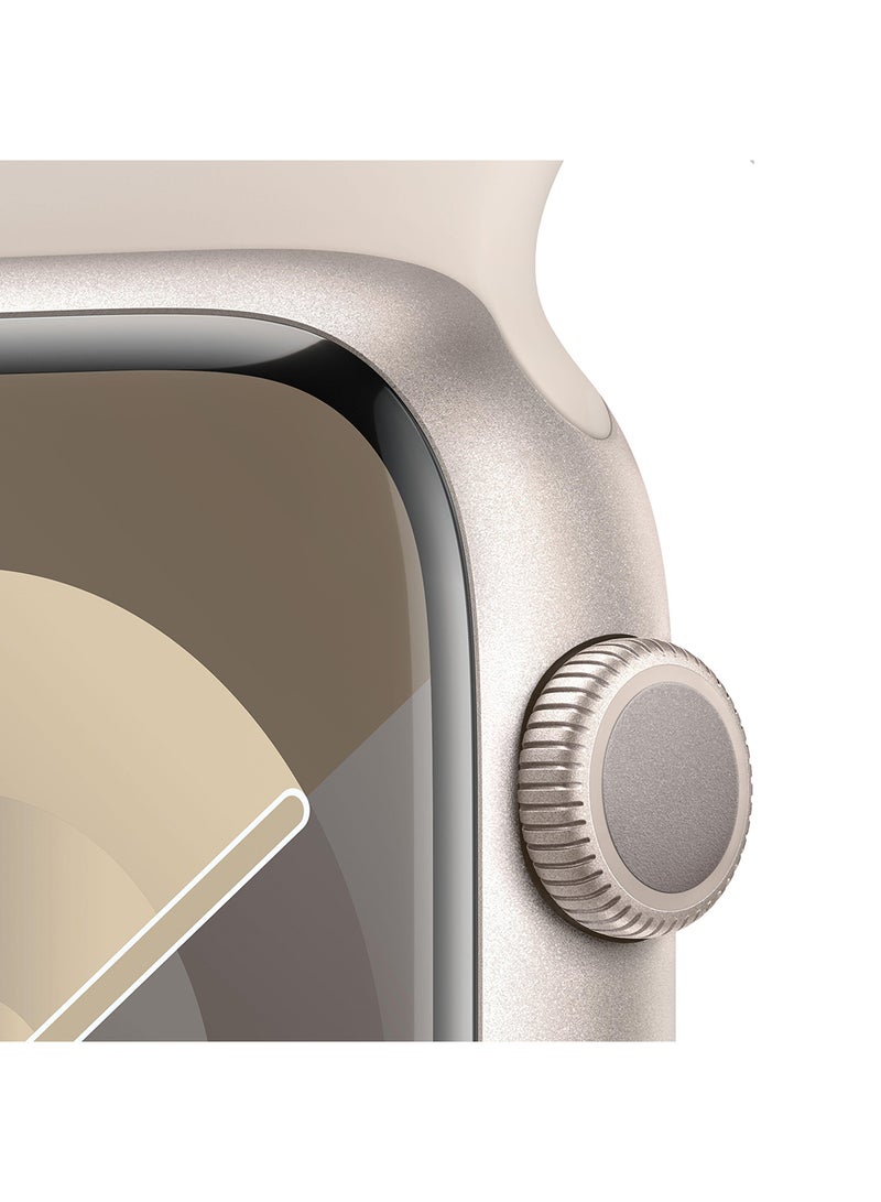 Apple Watch Series 9 GPS 41mm Starlight Aluminium Case with Starlight Sport Band  SM White - Image 3