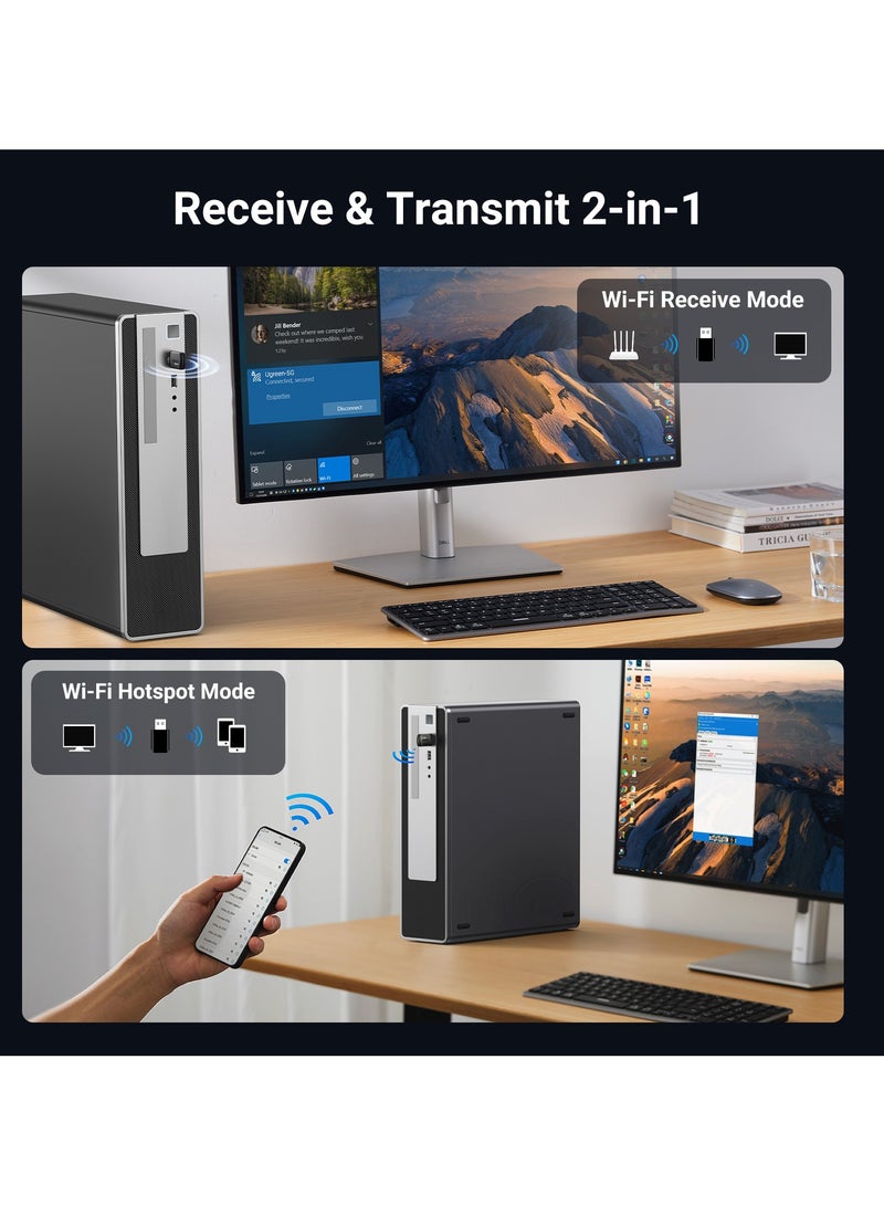 Ugreen - AX900 USB WiFi Adapter Wireless WiFi 6 Dongle for PC Network Adapter for Desktop 2.4Ghz & 5Ghz Dual Band Stable and Longer Distance Connection Compatible With Windows 11/10 Linux Black - Image 1