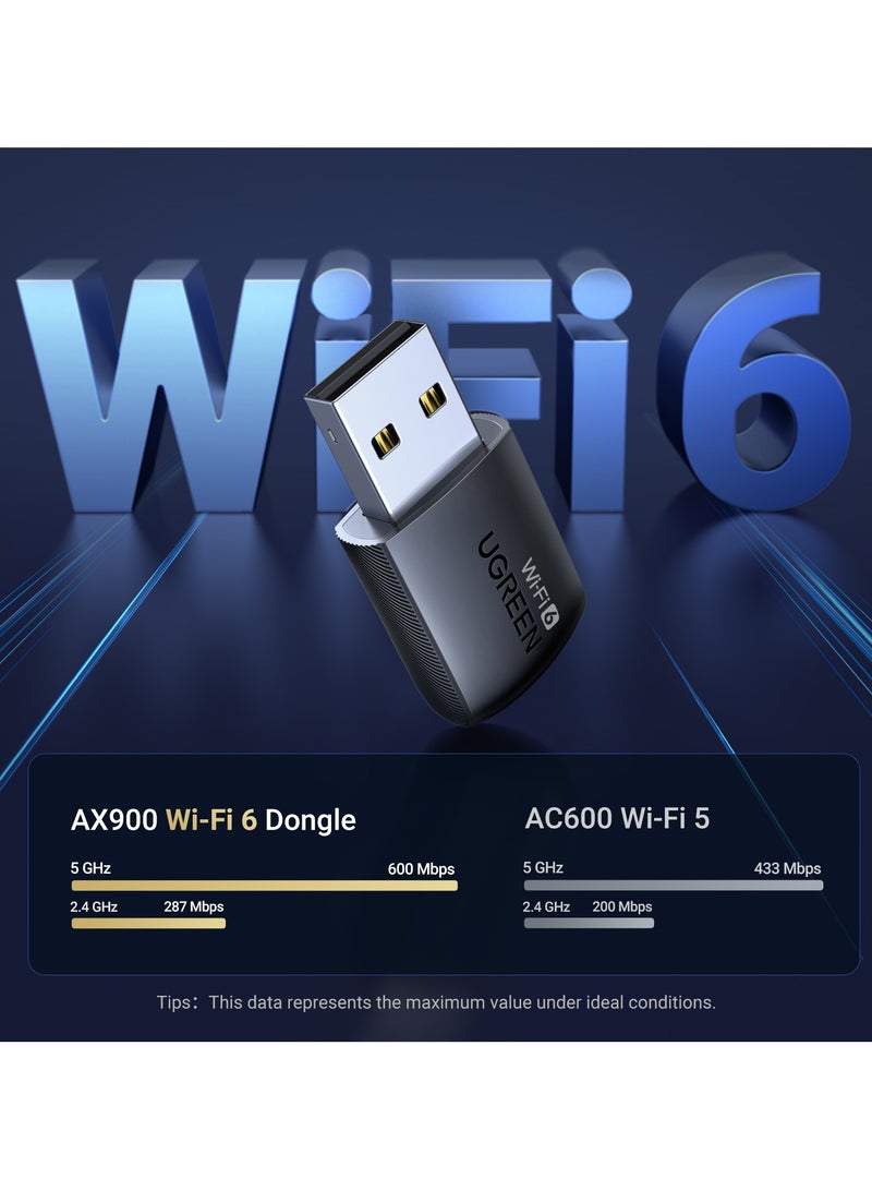 Ugreen - AX900 USB WiFi Adapter Wireless WiFi 6 Dongle for PC Network Adapter for Desktop 2.4Ghz & 5Ghz Dual Band Stable and Longer Distance Connection Compatible With Windows 11/10 Linux Black - Image 1