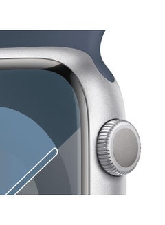 Apple Watch Series 9 GPS 41mm Silver Aluminium Case with Storm Blue Sport Band  ML Multicolour  - Image 3