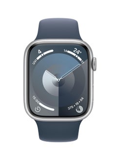 Apple Watch Series 9 GPS 41mm Silver Aluminium Case with Storm Blue Sport Band  ML Multicolour  - Image 2