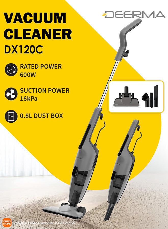 ديرما - Dynamic Clean Vacuum 2-in-1 Handheld & Stick Cleaner with 16000Pa Ultra Suction, Low-Noise Operation and 3 Versatile Brushes 600 W DX120C Gray - Image 1