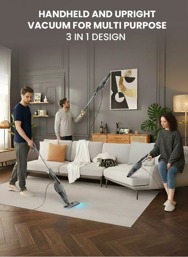 ديرما مكنسة ديناميكية نظيفة 2 في 1 محمولة وعامودية مع شفط فائق بقوة 16000Pa، تشغيل منخفض الضوضاء و3 فرش متعددة الاستخدامات - Image 3