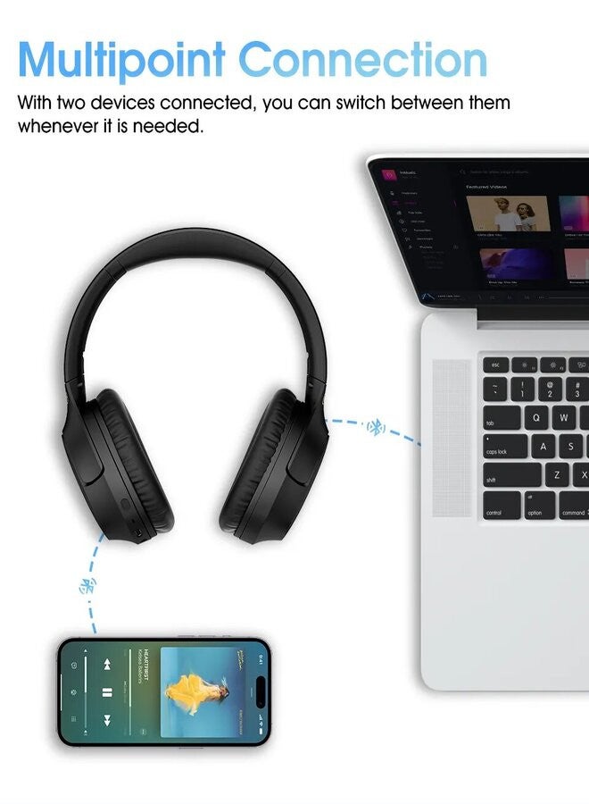 QCY - H2 Pro Wireless Over-Ear Headphones,43dB hybrid Active Noice Cancellation,BASS Mode Enhanced Music Experience,Bluetooth 5.3 Connection,Long Battery, Low Latency for Gaming & Stylish Design Black - Image 1