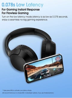 QCY H2 Pro Wireless Over-Ear Headphones,43dB hybrid Active Noice Cancellation,BASS Mode Enhanced Music Experience,Bluetooth 5.3 Connection,Long Battery, Low Latency for Gaming & Stylish Design Black  - Image 5