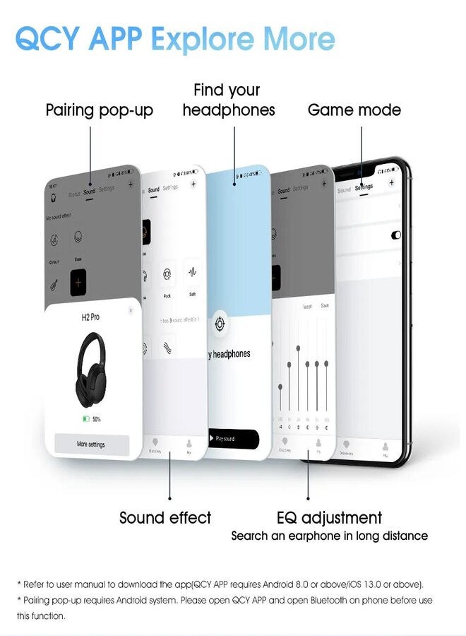 QCY - H2 Pro Wireless Over-Ear Headphones,43dB hybrid Active Noice Cancellation,BASS Mode Enhanced Music Experience,Bluetooth 5.3 Connection,Long Battery, Low Latency for Gaming & Stylish Design Black - Image 1