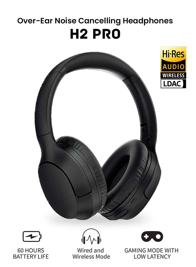 QCY - H2 Pro Wireless Over-Ear Headphones,43dB hybrid Active Noice Cancellation,BASS Mode Enhanced Music Experience,Bluetooth 5.3 Connection,Long Battery, Low Latency for Gaming & Stylish Design Black - Image 1
