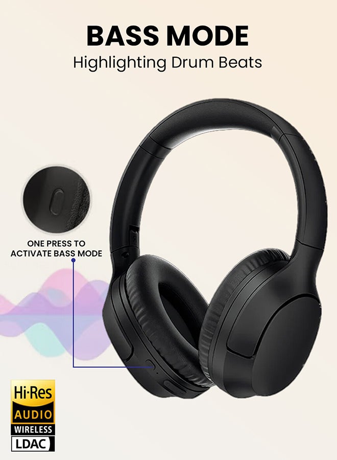 كيو سي واي - H2 Pro Wireless Over-Ear Headphones,43dB hybrid Active Noice Cancellation,BASS Mode Enhanced Music Experience,Bluetooth 5.3 Connection,Long Battery, Low Latency for Gaming & Stylish Design Midnight Black - Image 1