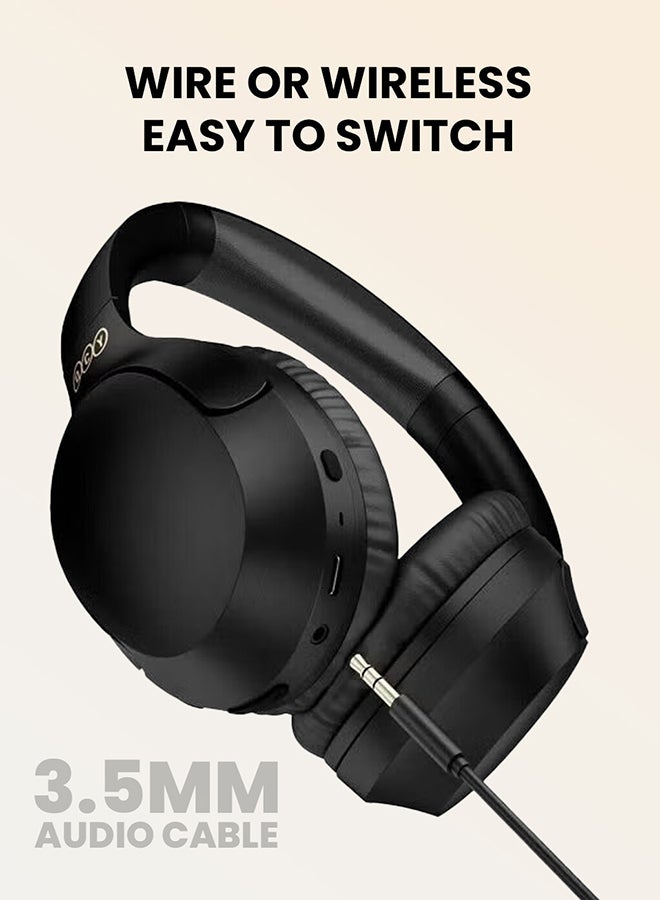 كيو سي واي - H2 Pro Wireless Over-Ear Headphones,43dB hybrid Active Noice Cancellation,BASS Mode Enhanced Music Experience,Bluetooth 5.3 Connection,Long Battery, Low Latency for Gaming & Stylish Design Midnight Black - Image 1