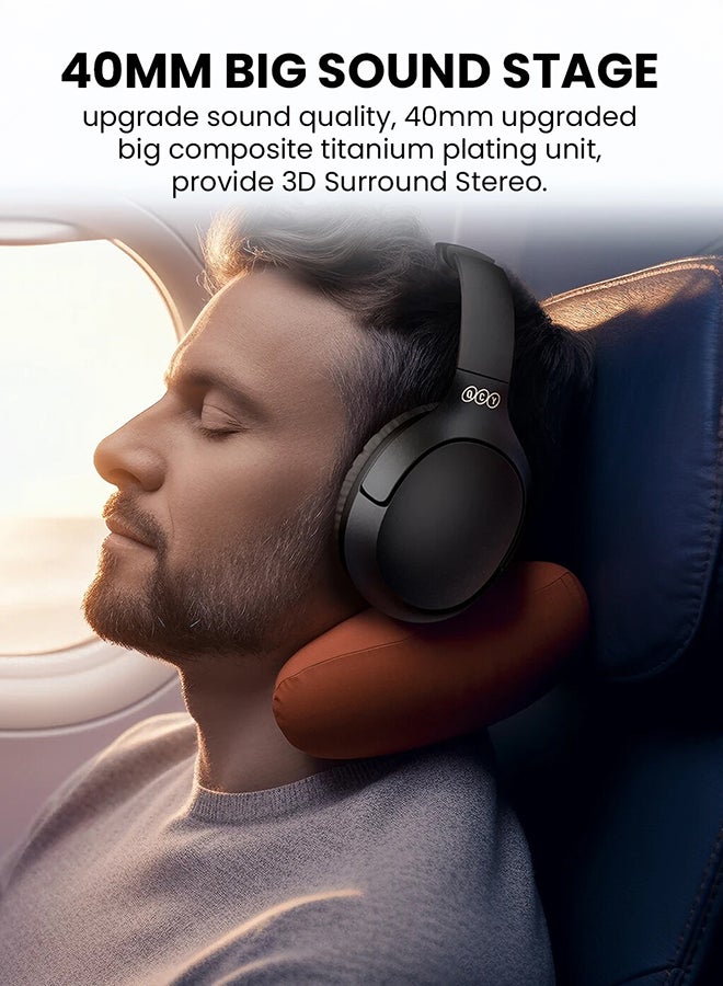 كيو سي واي - H2 Pro Wireless Over-Ear Headphones,43dB hybrid Active Noice Cancellation,BASS Mode Enhanced Music Experience,Bluetooth 5.3 Connection,Long Battery, Low Latency for Gaming & Stylish Design Midnight Black - Image 1