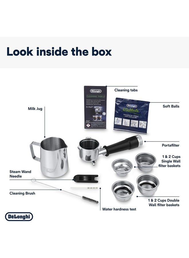 De'Longhi - La Specialista Opera Manual Espresso Coffee Machine EC9555.M, Smart Tamping Station, 15 Grind Settings, Cold Brew Function, LatteArt Steam Wand, Includes Milk Frothing Jug 350 ml 1450 W EC9555.M Silver - Image 1