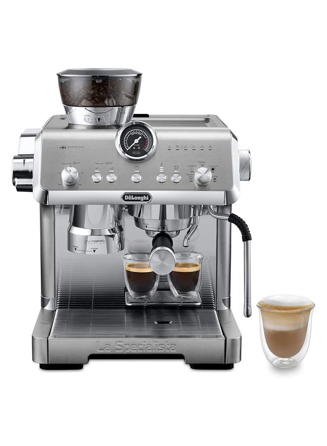 De'Longhi - La Specialista Opera Manual Espresso Coffee Machine EC9555.M, Smart Tamping Station, 15 Grind Settings, Cold Brew Function, LatteArt Steam Wand, Includes Milk Frothing Jug 350 ml 1450 W EC9555.M Silver - Image 1