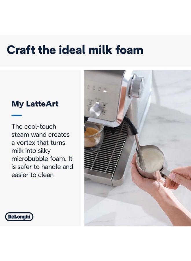 De'Longhi La Specialista Opera Manual Espresso Coffee Machine EC9555.M, Smart Tamping Station, 15 Grind Settings, Cold Brew Function, LatteArt Steam Wand, Includes Milk Frothing Jug 350 ml 1450 W EC9555.M Silver - Image 5