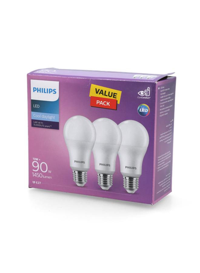 فيليبس 3-Piece 13W Non-Dimmable LED Bulb Cool Daylight - Image 3
