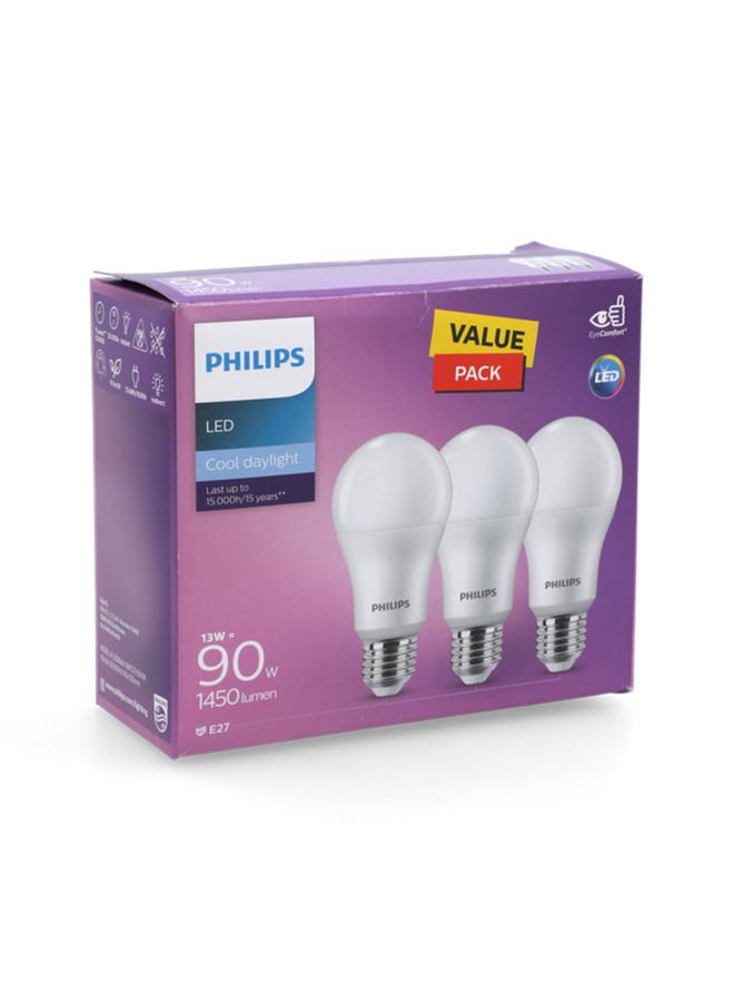 فيليبس 3-Piece 13W Non-Dimmable LED Bulb Cool Daylight - Image 4