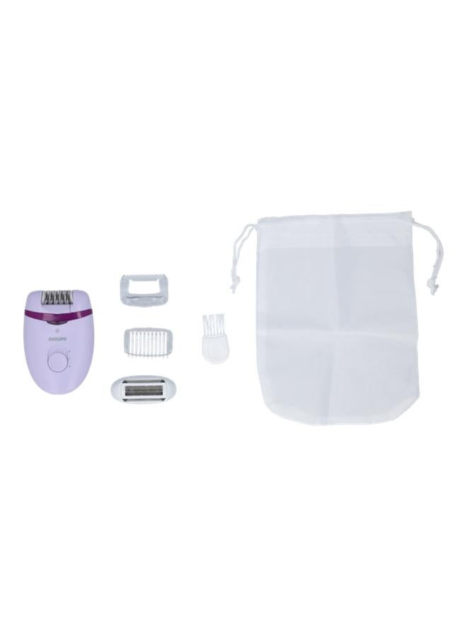Philips Satinelle Essential Corded Compact Epilator with 4-Accessories White and Purple BRE275/00  - Image 1