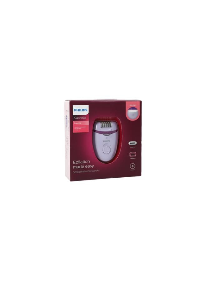 Philips Satinelle Essential Corded Compact Epilator with 4-Accessories White and Purple BRE275/00  - Image 2