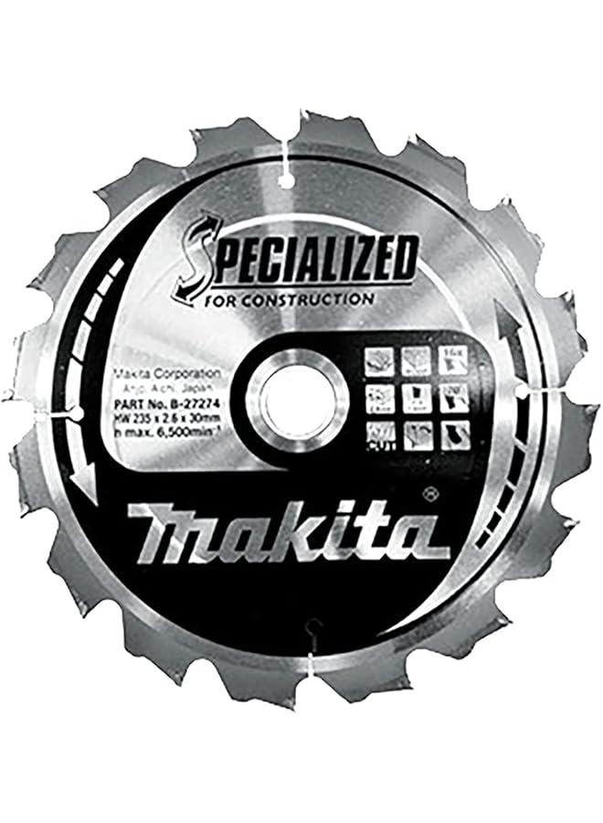 Makita B 27274 16 Thread Circular Saw Blade For Wood 235 Mm X 30 Mm Size Silver 
