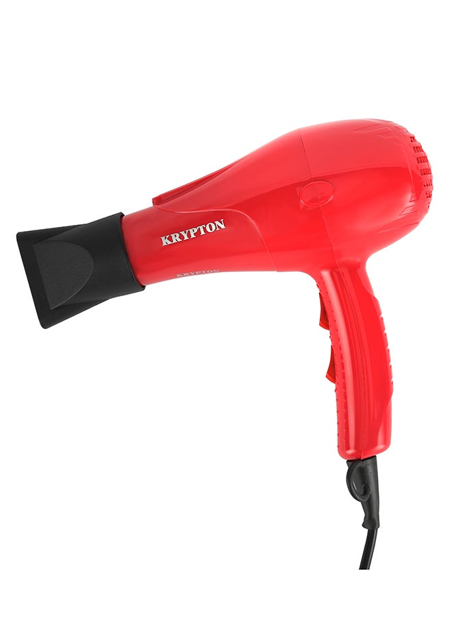 KRYPTON High-Speed Hair Dryer – 1500W Turbo Motor, Quiet Sound, 3 Heat And 2 Speed Levels for Thick Hair And Daily Styling – Red Finish Red - Image 1