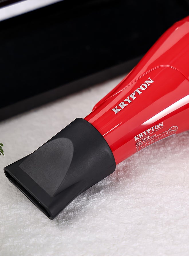 KRYPTON High-Speed Hair Dryer – 1500W Turbo Motor, Quiet Sound, 3 Heat And 2 Speed Levels for Thick Hair And Daily Styling – Red Finish Red - Image 4