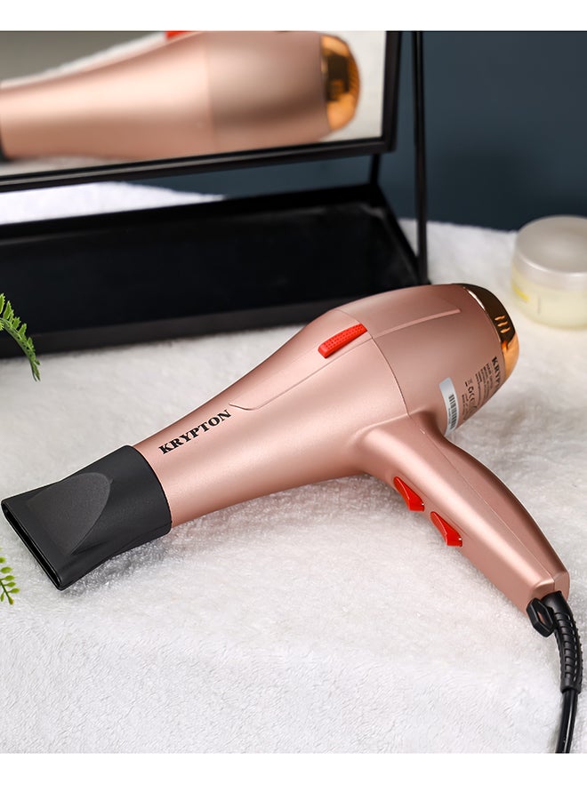 KRYPTON 1600W Hair Dryer with Turbo Motor – 3 Heat & 2 Speed Settings, Quick Drying, Overheat Protection, Low Noise, Ideal for Salon & Home - Image 2