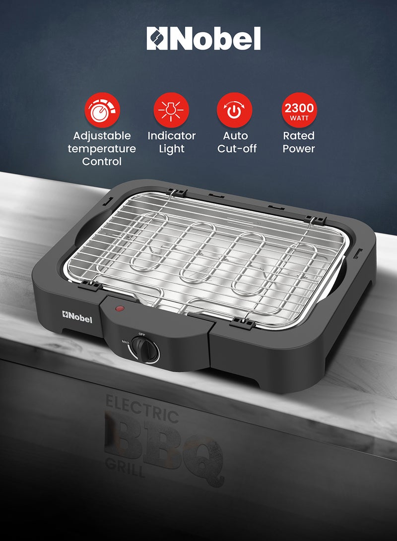 Nobel Electric BBQ Grill – 2300W with Adjustable Temperature, Detachable Parts, and Cool Touch Housing for Easy Cooking & Cleaning 2300 W NBQ007 Black  - Image 1